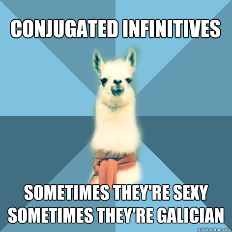 Conjugated infinitives Sometimes they're sexy
Sometimes they're Galician  Linguist Llama