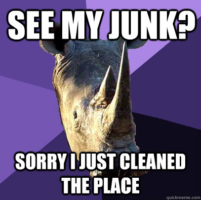 See my junk? Sorry i just cleaned the place - See my junk? Sorry i just cleaned the place  Sexually Oblivious Rhino