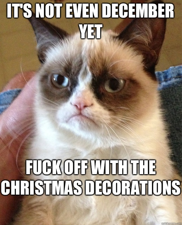 It's not even December yet Fuck off with the Christmas decorations   Grumpy Cat