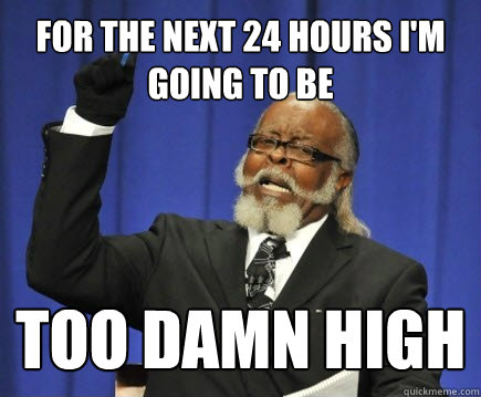 for the next 24 hours I'm going to be too damn high  Too Damn High
