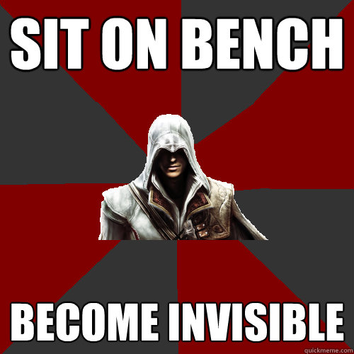 Sit on bench become invisible  