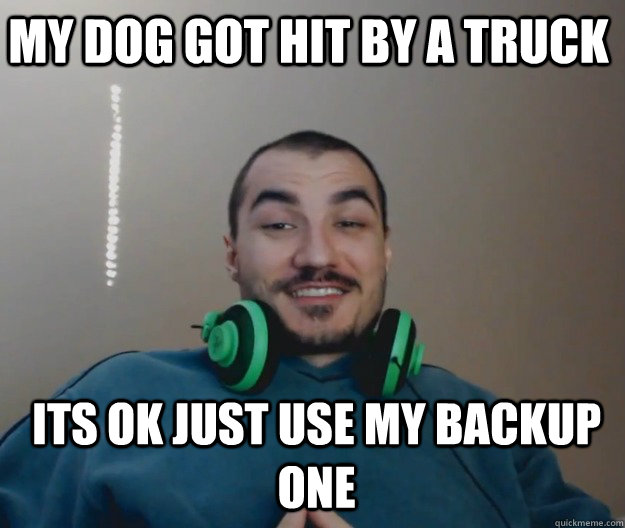 MY DOG GOT HIT BY A TRUCK ITS OK JUST USE MY BACKUP ONE  