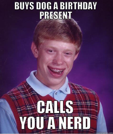 BUYS DOG A BIRTHDAY PRESENT CALLS YOU A NERD Bad Luck Brian