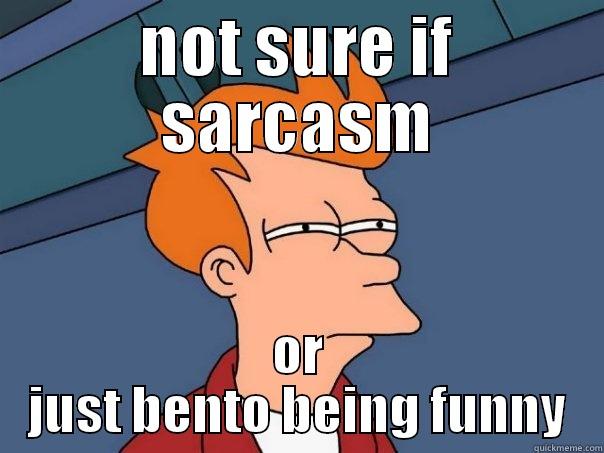 NOT SURE IF SARCASM OR JUST BENTO BEING FUNNY Futurama Fry