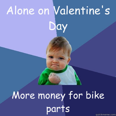 Alone on Valentine's Day More money for bike parts  Success Kid