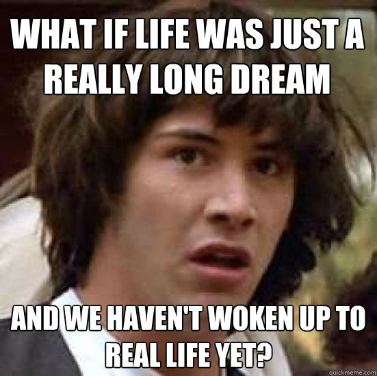 What if life was just a really long dream  and we haven't woken up to real life yet?  conspiracy keanu