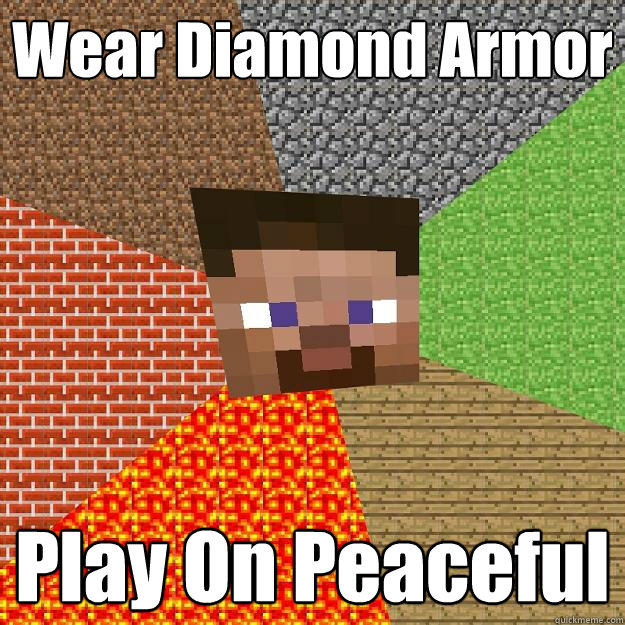 Wear Diamond Armor Play On Peaceful  