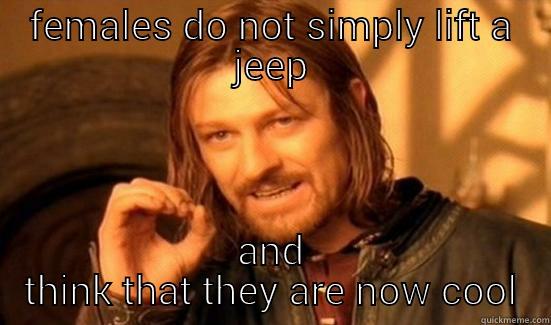 FEMALES DO NOT SIMPLY LIFT A JEEP AND THINK THAT THEY ARE NOW COOL Boromir