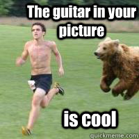 The guitar in your picture is cool  Running from bear what