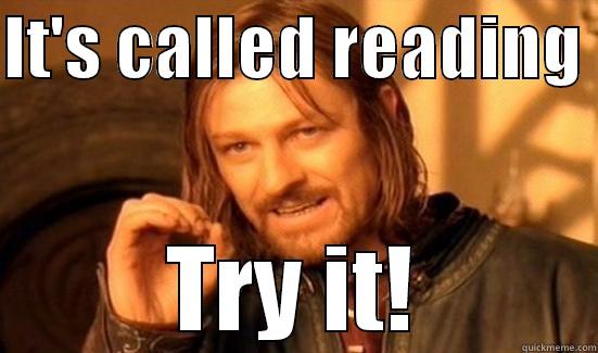 IT'S CALLED READING  TRY IT! Boromir