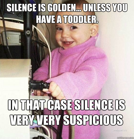 Silence is golden... unless you have a toddler. In that case silence is very very suspicious  Troll Baby