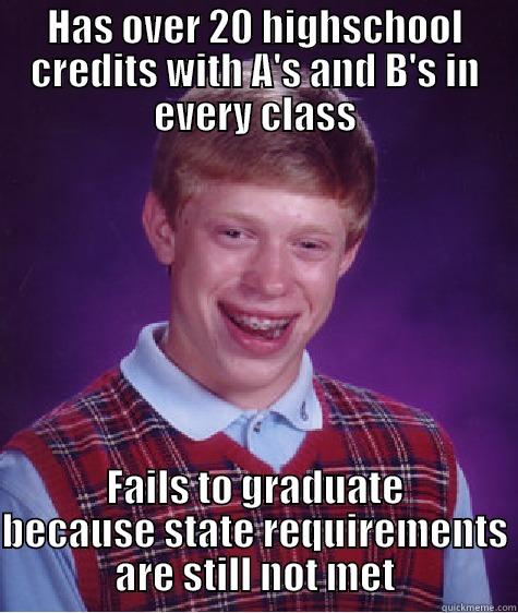 HAS OVER 20 HIGHSCHOOL CREDITS WITH A'S AND B'S IN EVERY CLASS FAILS TO GRADUATE BECAUSE STATE REQUIREMENTS ARE STILL NOT MET Bad Luck Brian