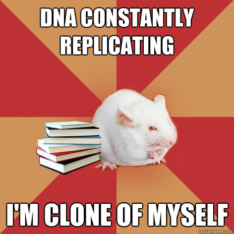 DNA constantly replicating i'm clone of myself - DNA constantly replicating i'm clone of myself  Science Major Mouse