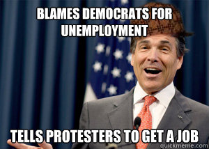 Blames Democrats for unemployment Tells Protesters to get a job  