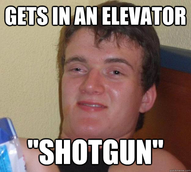 Gets in an elevator 