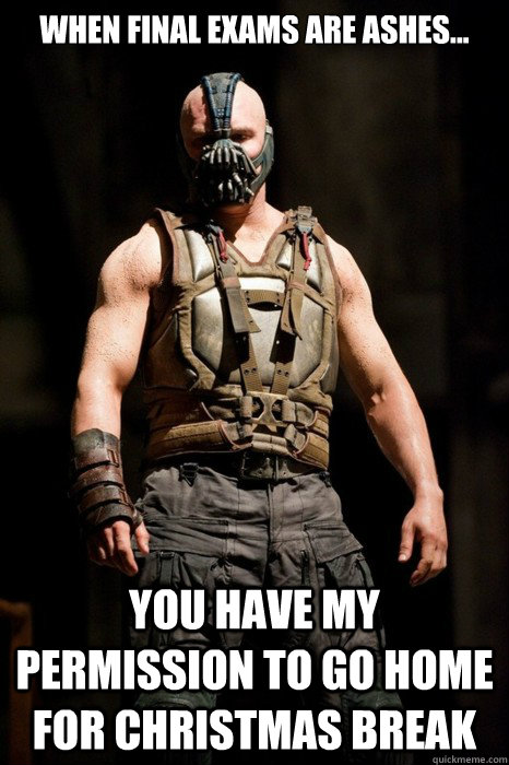 When final exams are ashes... you have my permission to go home for christmas break - When final exams are ashes... you have my permission to go home for christmas break  Permission Bane