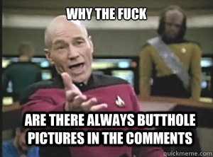why the fuck are there always butthole pictures in the comments  Annoyed Picard