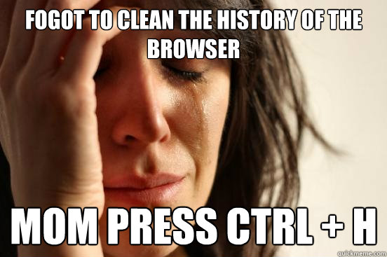 Fogot to clean the history of the browser Mom press Ctrl + H  First World Problems