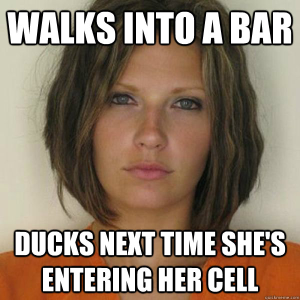 Walks into a bar ducks next time she's entering her cell  Attractive Convict