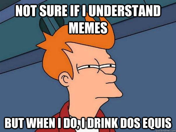Not sure if I understand memes But when I do, I drink dos equis - Not sure if I understand memes But when I do, I drink dos equis  Futurama Fry