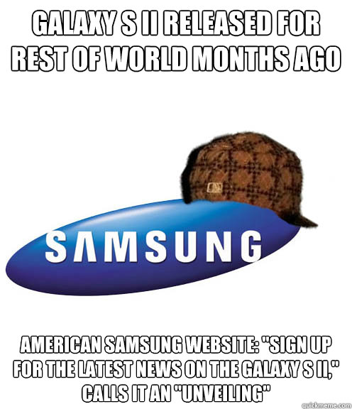Galaxy S II released for rest of world months ago american samsung website: 
