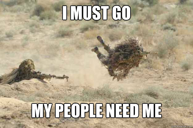 I must go My people need me  Flying sniper