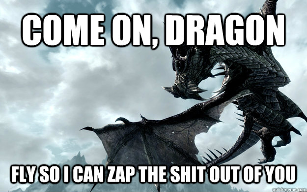 COME ON, DRAGON FLY SO I CAN zap THE SHIT OUT OF YOU  untitled meme