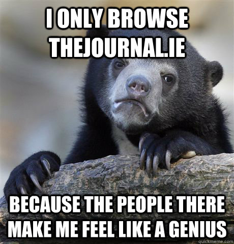 I only browse TheJournal.ie Because the people there make me feel like a genius  Confession Bear