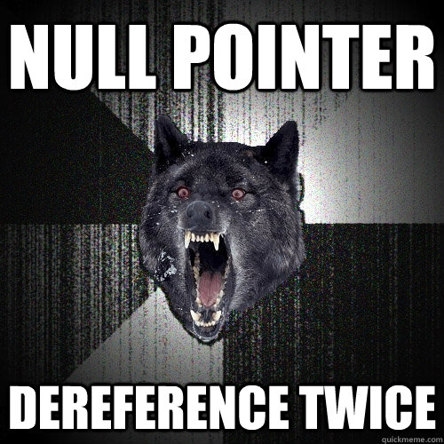 NULL POINTER DEREFERENCE TWICE - NULL POINTER DEREFERENCE TWICE  Insanity Wolf