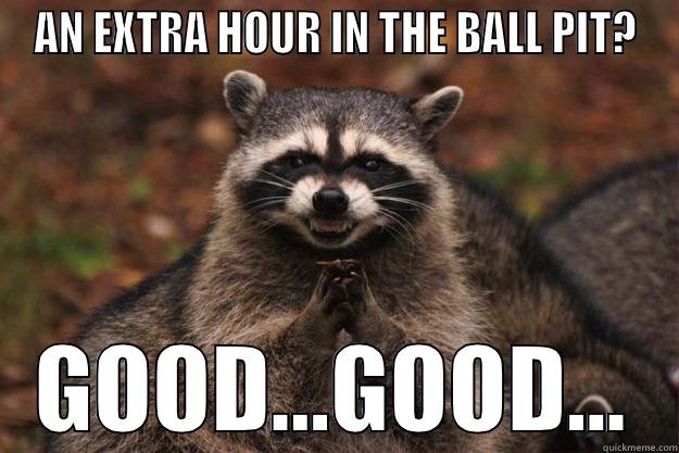AN EXTRA HOUR IN THE BALL PIT? GOOD...GOOD... Evil Plotting Raccoon