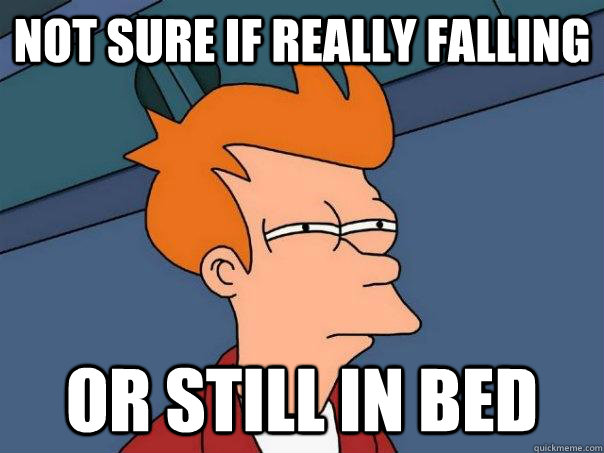 Not sure if really falling or still in bed  Futurama Fry