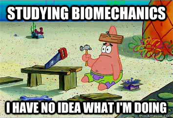 Studying biomechanics I have no idea what i'm doing  I have no idea what Im doing - Patrick Star