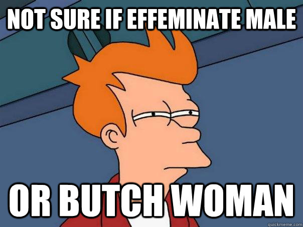 Not sure if effeminate male or butch woman  Futurama Fry
