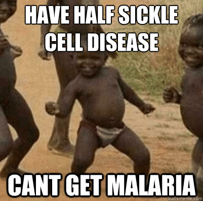 have half sickle cell disease cant get malaria  Third World Success Kid