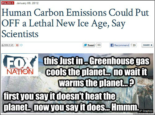 this Just in .. Greenhouse gas cools the planet...  no wait it warms the planet... ?  first you say it doesn't heat the planet..  now you say it does... Hmmm.  