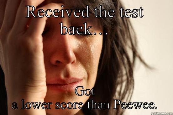 RECEIVED THE TEST BACK… GOT A LOWER SCORE THAN PEEWEE. First World Problems