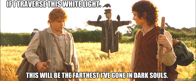 If I traverse this white light. This will be the farthest I've gone in Dark Souls.   Samwise the Brave