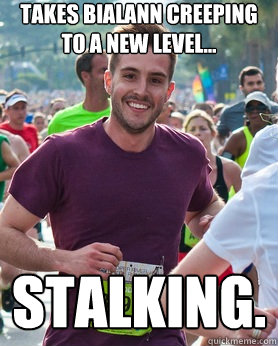 Takes Bialann creeping to a new level... stalking.  Ridiculously photogenic guy