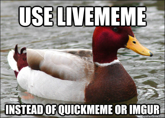 Use livememe instead of quickmeme or imgur  Malicious Advice Mallard