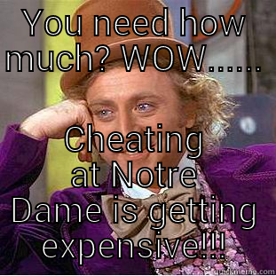 YOU NEED HOW MUCH? WOW...... CHEATING AT NOTRE DAME IS GETTING EXPENSIVE!!! Condescending Wonka