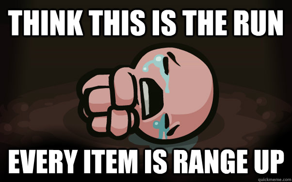 think this is the run every item is range up  The Binding of Isaac