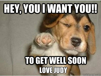 Hey, You I want you!! To get well soon love Judy - Hey, You I want you!! To get well soon love Judy  Puppy Love