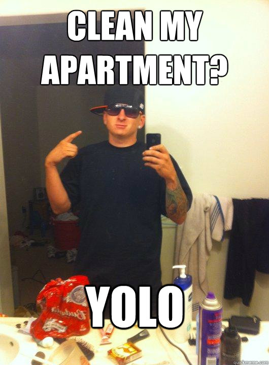 Clean my apartment? YOLO  This Guy Guy