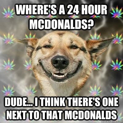 Where's a 24 Hour McDonalds? dude... I think there's one next to that McDonalds   Stoner Dog
