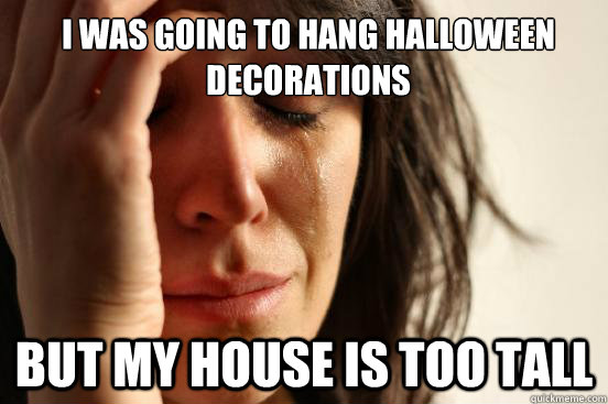 I was going to hang halloween decorations But my house is too tall  First World Problems