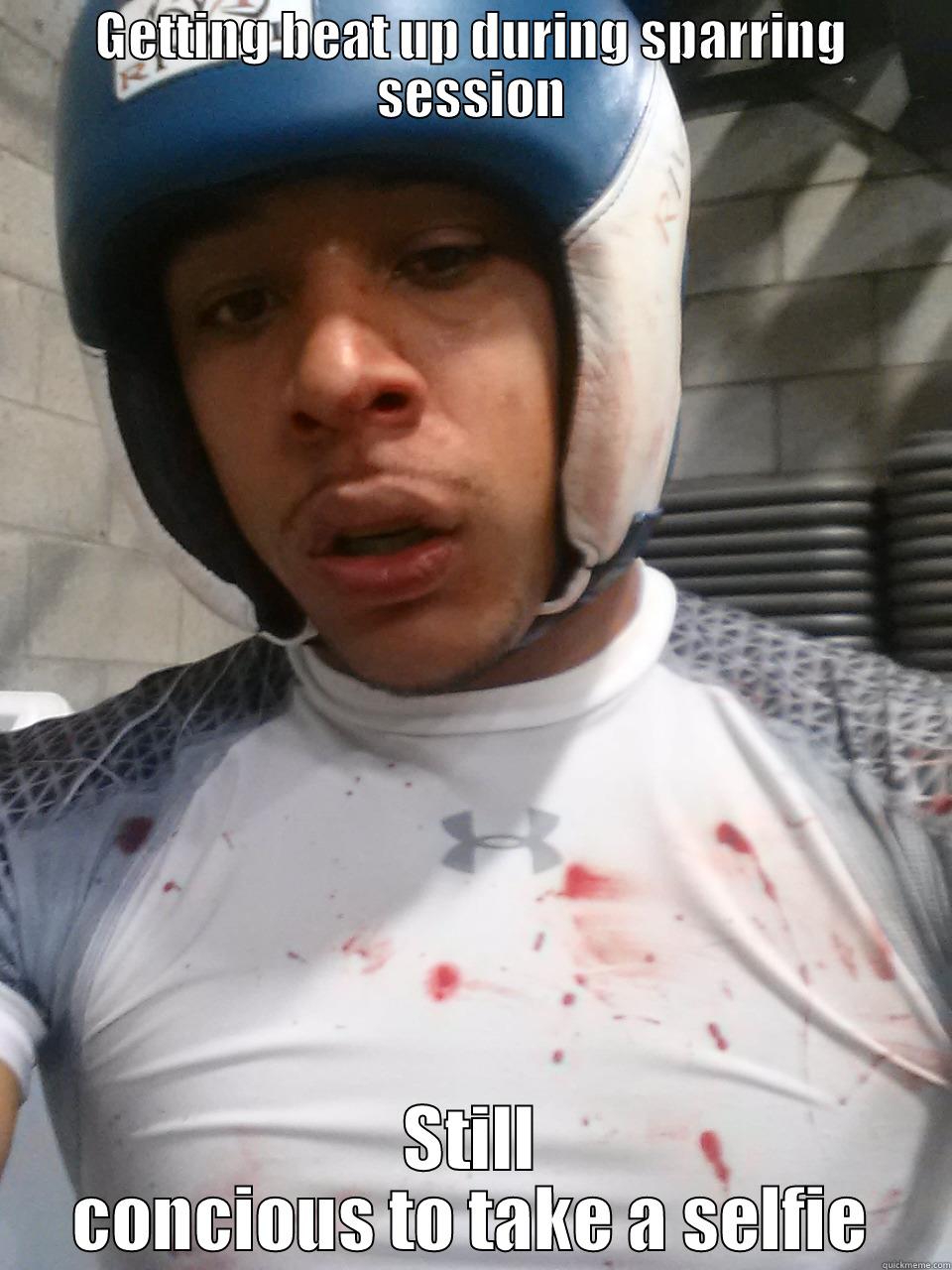 GETTING BEAT UP DURING SPARRING SESSION STILL CONCIOUS TO TAKE A SELFIE Misc