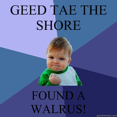 GEED TAE THE SHORE FOUND A WALRUS!  Success Kid