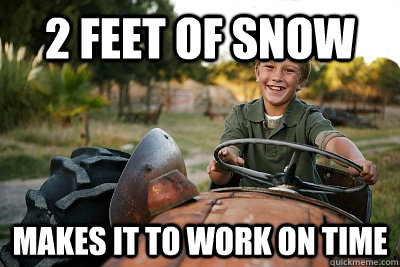 2 feet of snow makes it to work on time  