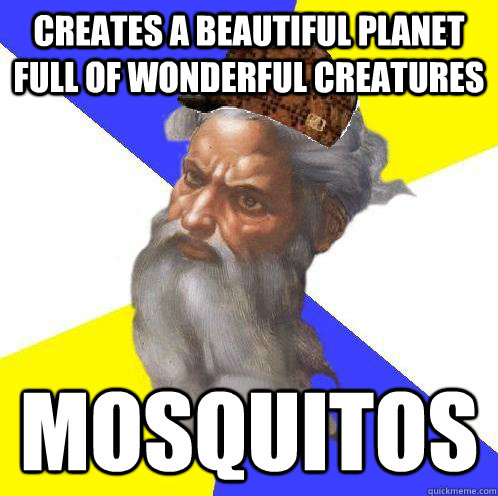 Creates a beautiful planet full of wonderful creatures Mosquitos - Creates a beautiful planet full of wonderful creatures Mosquitos  Scumbag God