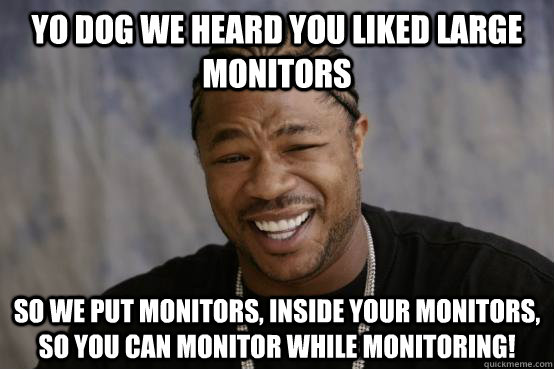 Yo dog we heard you liked large monitors So we put monitors, inside your monitors, so you can monitor while monitoring!  YO DAWG